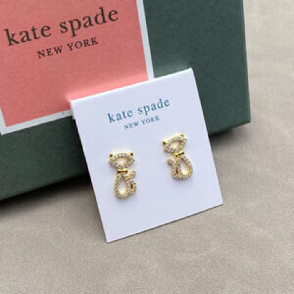 kate spade Zircon Hollow Cat Earrings Pet